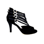 Load image into Gallery viewer, Lussuria (779) - Scarpa da Donna in Camoscio Nero con Tacco Basso Spillo largo in Glitter Nero sottopiede Camoscio Nero
