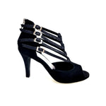 Load image into Gallery viewer, Lussuria (779) - Scarpa da Donna in Camoscio Nero con Tacco Basso Spillo largo in Glitter Nero sottopiede Camoscio Nero
