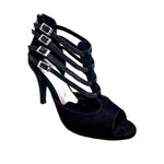 Load image into Gallery viewer, Lussuria (779) - Scarpa da Donna in Camoscio Nero con Tacco Basso Spillo largo in Glitter Nero sottopiede Camoscio Nero
