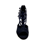 Load image into Gallery viewer, Lussuria (779) - Scarpa da Donna in Camoscio Nero con Tacco Basso Spillo largo in Glitter Nero sottopiede Camoscio Nero
