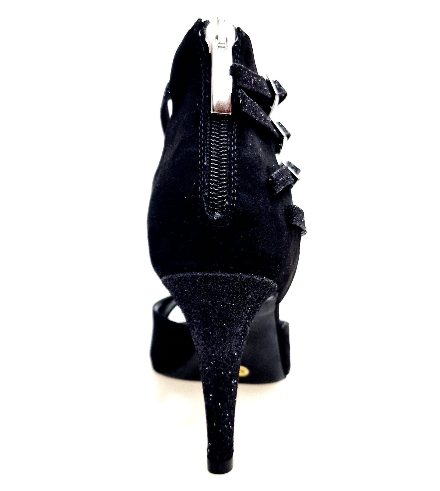 Scarpa da donna Wish Dance Shop Lussuria (779) in camoscio nero con tacco basso e dettagli glitter nero, sottopiede in camoscio.