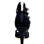 Load image into Gallery viewer, Lussuria (779) - Scarpa da Donna in Camoscio Nero con Tacco Basso Spillo largo in Glitter Nero sottopiede Camoscio Nero
