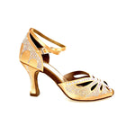 Load image into Gallery viewer, DADA Diamond QB (L52) - Scarpa da Ballo da Donna in Raso Carne Cinturino incrociato alla caviglia Con Swarovski  Boreali Tacco a Rocchetto
