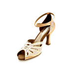 Load image into Gallery viewer, DADA Diamond QB (L52) - Scarpa da Ballo da Donna in Raso Carne Cinturino incrociato alla caviglia Con Swarovski  Boreali Tacco a Rocchetto
