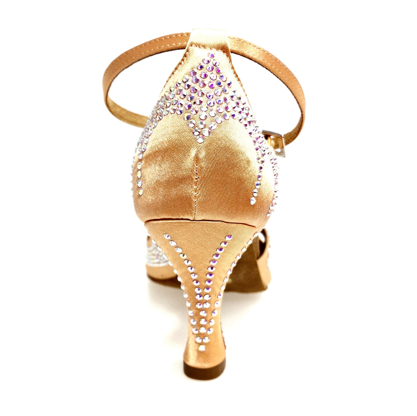 Scarpa da ballo donna DADA Diamond QB in raso carne con cinturino incrociato alla caviglia, Swarovski e tacco a rocchetto.