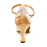 Load image into Gallery viewer, DADA Diamond QB (L52) - Scarpa da Ballo da Donna in Raso Carne Cinturino incrociato alla caviglia Con Swarovski  Boreali Tacco a Rocchetto
