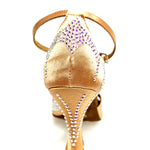 Load image into Gallery viewer, DADA Diamond QB (L52) - Scarpa da Ballo da Donna in Raso Carne Cinturino incrociato alla caviglia Con Swarovski  Boreali Tacco a Rocchetto
