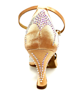 DADA Diamond QB (L52) - Scarpa da Ballo da Donna in Raso Carne Cinturino incrociato alla caviglia Con Swarovski  Boreali Tacco a Rocchetto