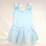 Load image into Gallery viewer, ANILDA (N/A) - Body Danza Classica Spallina Smanicata da Bambina in Cotone Bielastico con Elastamero foderato sul Petto in Microfibra Anrisudore con Applicazione cucita di Gonnellino in velo di Chiffon
