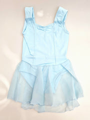 Carica immagine nella Galleria, ANILDA (N/A) - Body Danza Classica Spallina Smanicata da Bambina in Cotone Bielastico con Elastamero foderato sul Petto in Microfibra Anrisudore con Applicazione cucita di Gonnellino in velo di Chiffon
