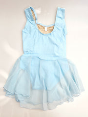 Carica immagine nella Galleria, ANILDA (N/A) - Body Danza Classica Spallina Smanicata da Bambina in Cotone Bielastico con Elastamero foderato sul Petto in Microfibra Anrisudore con Applicazione cucita di Gonnellino in velo di Chiffon
