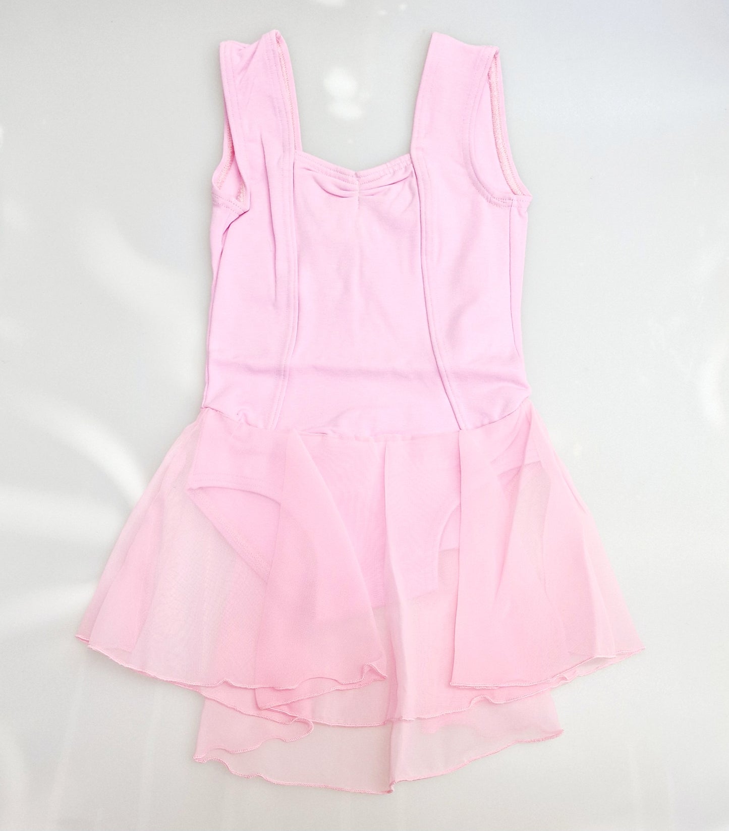 Body danza classica senza maniche per bambina in cotone elastico, con gonnellino in chiffon e fodera microfibra, marca Wish Dance Shop