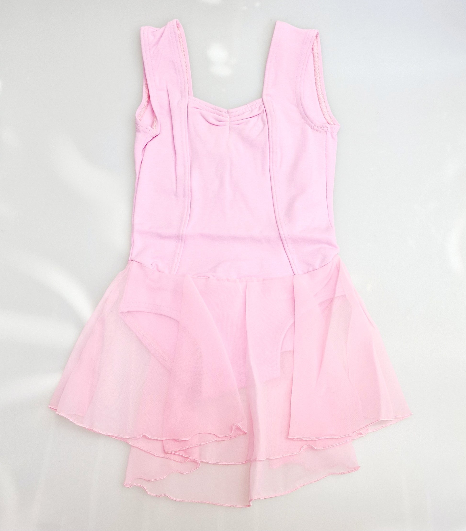 Body danza classica senza maniche per bambina in cotone elastico, con gonnellino in chiffon e fodera microfibra, marca Wish Dance Shop