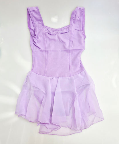 Body danza classica smanicata per bambina in cotone elastico, con gonna in chiffon e dettagli in microfibra Anrisudore, marca Wish Dance Shop
