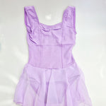 Load image into Gallery viewer, ANILDA (N/A) - Body Danza Classica Spallina Smanicata da Bambina in Cotone Bielastico con Elastamero foderato sul Petto in Microfibra Anrisudore con Applicazione cucita di Gonnellino in velo di Chiffon
