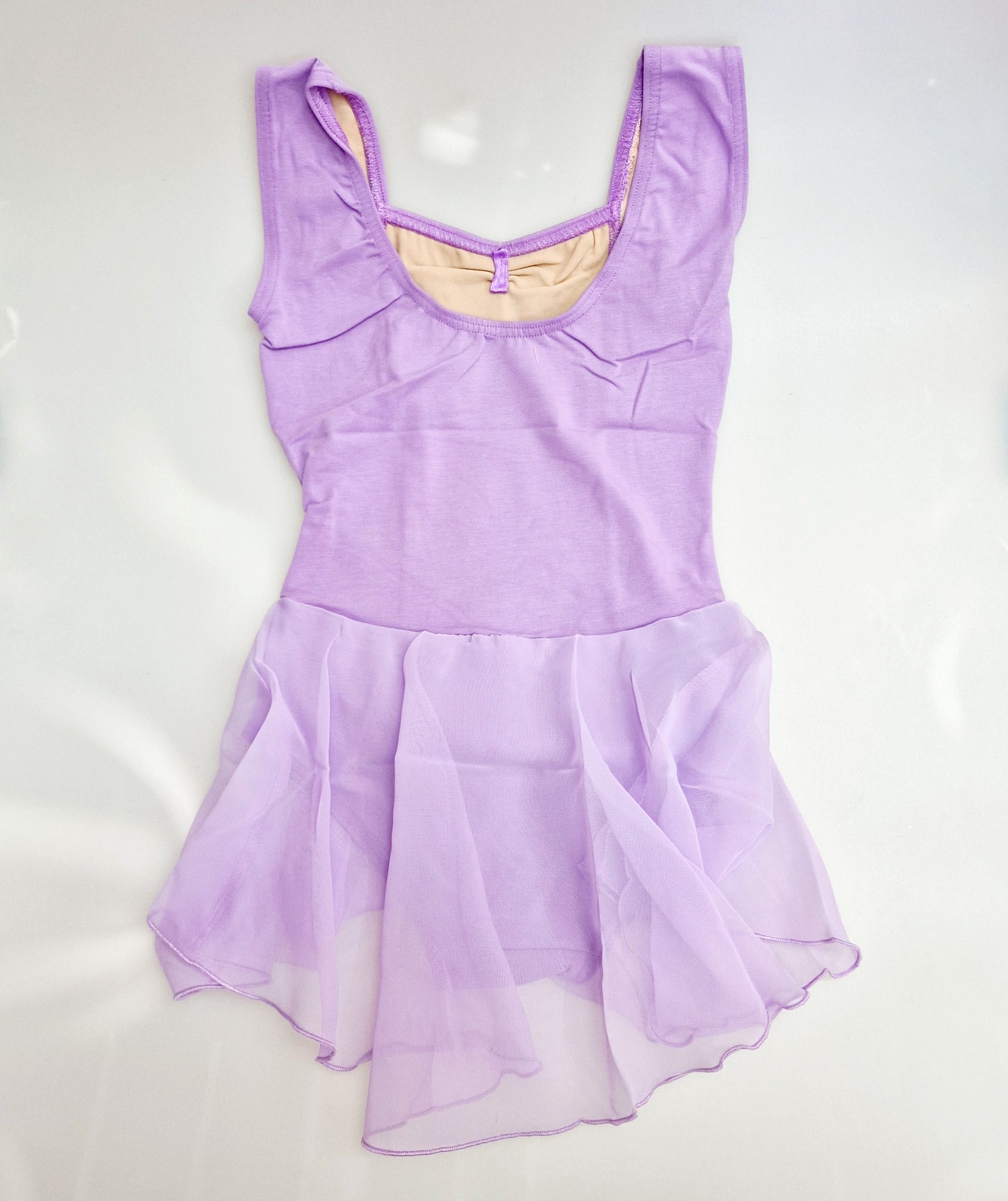 Body danza classica smanicata per bambina in cotone elastico, con gonnellino in chiffon e dettagli in microfibra, marca Wish Dance Shop