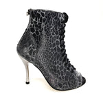 Load image into Gallery viewer, ALEXIS Silver Black (Art. 132) - Mezzo Stivaletto con Zip in Sunseet Canna di Fucile Tacco a Spillo in Alluminio Laminato Grigio canna di fucile
