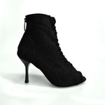 Carica immagine nella Galleria, ALEXIS Black (Art. 132) - Mezzo Stivaletto con Zip in Camoscio Nero Tacco a Stiletto Squadrato sottile in Alluminio  Smaltato Nero
