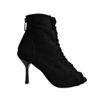 Carica immagine nella Galleria, ALEXIS Black (Art. 132) - Mezzo Stivaletto con Zip in Camoscio Nero Tacco a Stiletto Squadrato sottile in Alluminio  Smaltato Nero
