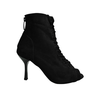 ALEXIS Black (Art. 132) - Mezzo Stivaletto con Zip in Camoscio Nero Tacco a Stiletto Squadrato sottile in Alluminio  Smaltato Nero