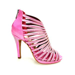 Carica immagine nella Galleria, ELSY Plus (LP7) - Sandalo a Tronchetto Da Donna in Raso Seta Fuxsia Con Swarovski Boreali con Plateau Flex e Tacco Alto a Spillo Largo
