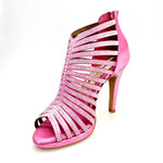 Carica immagine nella Galleria, ELSY Plus (LP7) - Sandalo a Tronchetto Da Donna in Raso Seta Fuxsia Con Swarovski Boreali con Plateau Flex e Tacco Alto a Spillo Largo
