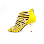 Load image into Gallery viewer, ELSY Plus (L7) - Sandalo a Tronchetto Da Donna in Morbido Camoscio Giallo Con Swarovski Boreali e Tacco a Stiletto Squadrato Sottile Laminato Oro
