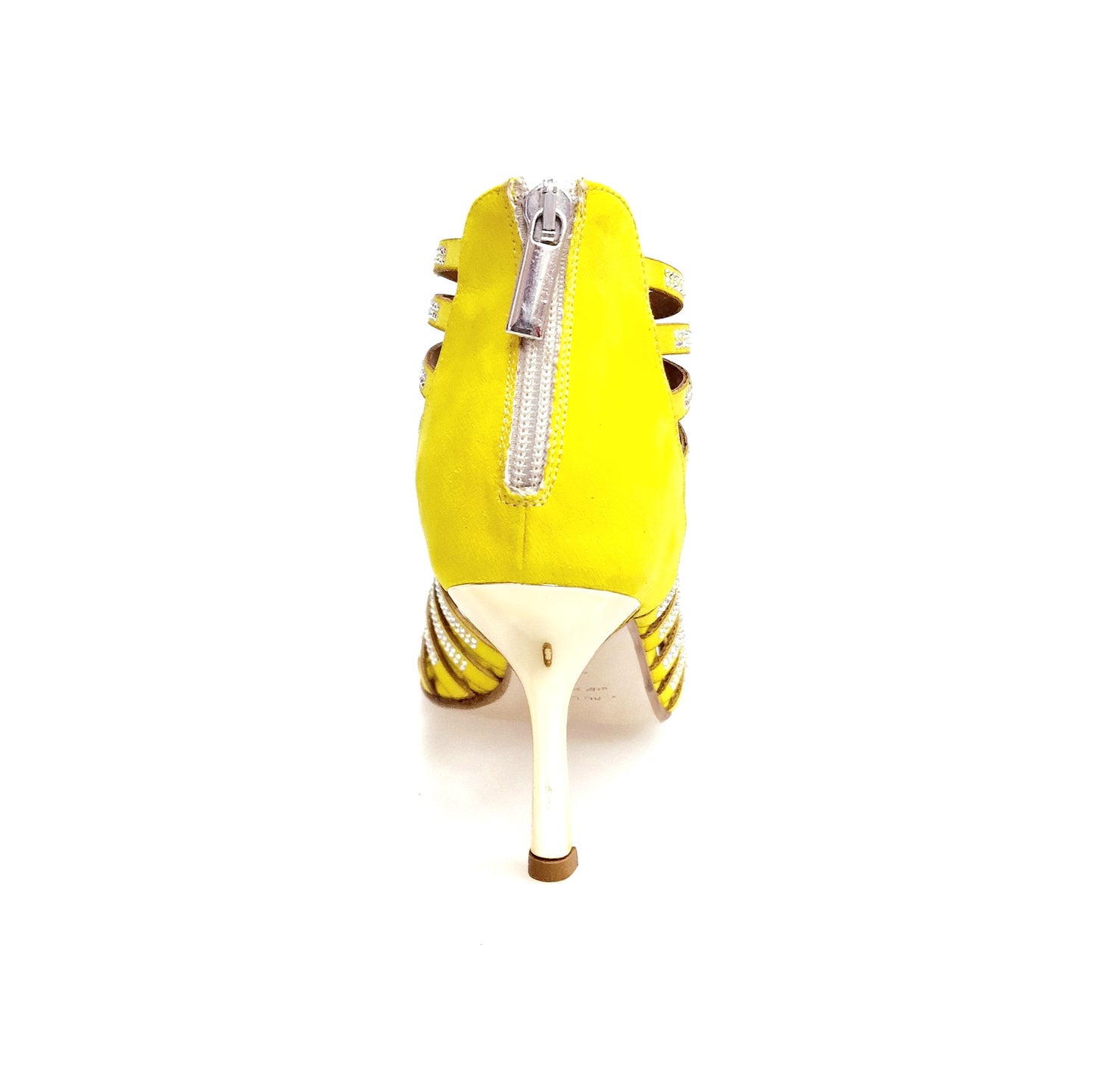 Sandali a tronchetto Wish Dance Shop ELSY Plus (L7) in camoscio giallo con Swarovski, tacco squadrato e dettagli laminati oro