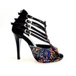 Carica immagine nella Galleria, Lussuria (779PLT) - Scarpa da donna in New Velvet e Lurex Nero con Plateau Confort Flex e Tacco a Spillo Largo Smaltato Nero
