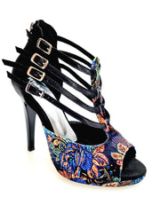 Carica immagine nella Galleria, Lussuria (779PLT) - Scarpa da donna in New Velvet e Lurex Nero con Plateau Confort Flex e Tacco a Spillo Largo Smaltato Nero
