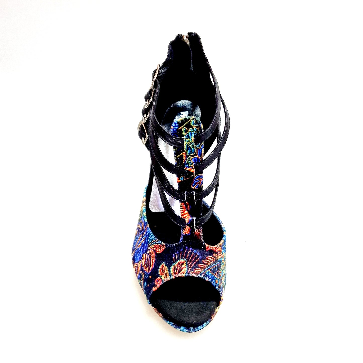 Scarpa donna Wish Dance Shop Lussuria in velluto nero con lurex, plateau, tacco a spillo largo smaltato nero, dettaglio elegante