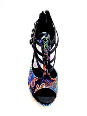 Carica immagine nella Galleria, Lussuria (779PLT) - Scarpa da donna in New Velvet e Lurex Nero con Plateau Confort Flex e Tacco a Spillo Largo Smaltato Nero
