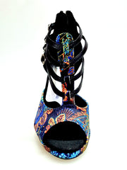 Carica immagine nella Galleria, Lussuria (779PLT) - Scarpa da donna in New Velvet e Lurex Nero con Plateau Confort Flex e Tacco a Spillo Largo Smaltato Nero
