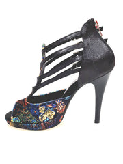 Carica immagine nella Galleria, Lussuria (779PLT) - Scarpa da donna in New Velvet e Lurex Nero con Plateau Confort Flex e Tacco a Spillo Largo Smaltato Nero
