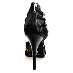 Carica immagine nella Galleria, Lussuria (779PLT) - Scarpa da donna in New Velvet e Lurex Nero con Plateau Confort Flex e Tacco a Spillo Largo Smaltato Nero
