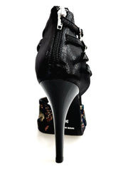 Carica immagine nella Galleria, Lussuria (779PLT) - Scarpa da donna in New Velvet e Lurex Nero con Plateau Confort Flex e Tacco a Spillo Largo Smaltato Nero
