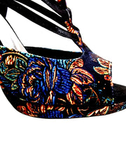 Carica immagine nella Galleria, Lussuria (779PLT) - Scarpa da donna in New Velvet e Lurex Nero con Plateau Confort Flex e Tacco a Spillo Largo Smaltato Nero
