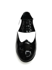 Carica immagine nella Galleria, COTISO (108N) - Stringata a Coda di Rondine Mod. Oxford in Vernice Nera e Pelle Bianca
