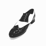 Load image into Gallery viewer, COTISO (108N) - Stringata a Coda di Rondine Mod. Oxford in Vernice Nera e Pelle Bianca
