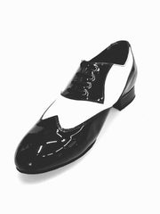 Carica immagine nella Galleria, COTISO (108N) - Stringata a Coda di Rondine Mod. Oxford in Vernice Nera e Pelle Bianca
