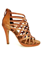 Carica immagine nella Galleria, Intrigo (780PLT) - Scarpa da Donna in Glitter Bronzo Tallone in Lurex Bronzo con Tacco alto a Spillo Largo Rivestito Glitter Bronzo e Plateau Flex
