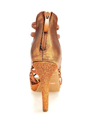 Carica immagine nella Galleria, Intrigo (780PLT) - Scarpa da Donna in Glitter Bronzo Tallone in Lurex Bronzo con Tacco alto a Spillo Largo Rivestito Glitter Bronzo e Plateau Flex
