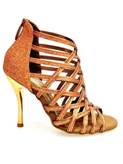Load image into Gallery viewer, Intrigo (780) - Scarpa da Donna in Glitter Bronzo con Tacco a Spillo Laminato Oro Ramato
