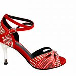 Load image into Gallery viewer, Deluxe Butterfly PW (L2PW) - Scarpa da Ballo in Raso Seta Rosso con Swarovski Boreali e Tacco a Stiletto e a Spillo Laminato Argento
