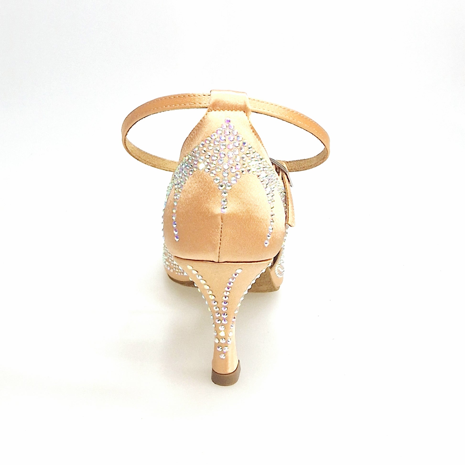 Scarpa da ballo donna DE LUXE MARIPOSA Wish Dance Shop in raso seta carne con cinturino incrociato, Swarovski e tacco basso.