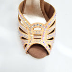 Load image into Gallery viewer, DADA Diamond QC (L55) - Scarpa da Ballo da Donna in Raso Carne cinturino incrociato al collopiede con Swarovski  Boreali Tacco a Rocchetto
