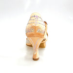 Load image into Gallery viewer, DADA Diamond QC (L55) - Scarpa da Ballo da Donna in Raso Carne cinturino incrociato al collopiede con Swarovski  Boreali Tacco a Rocchetto

