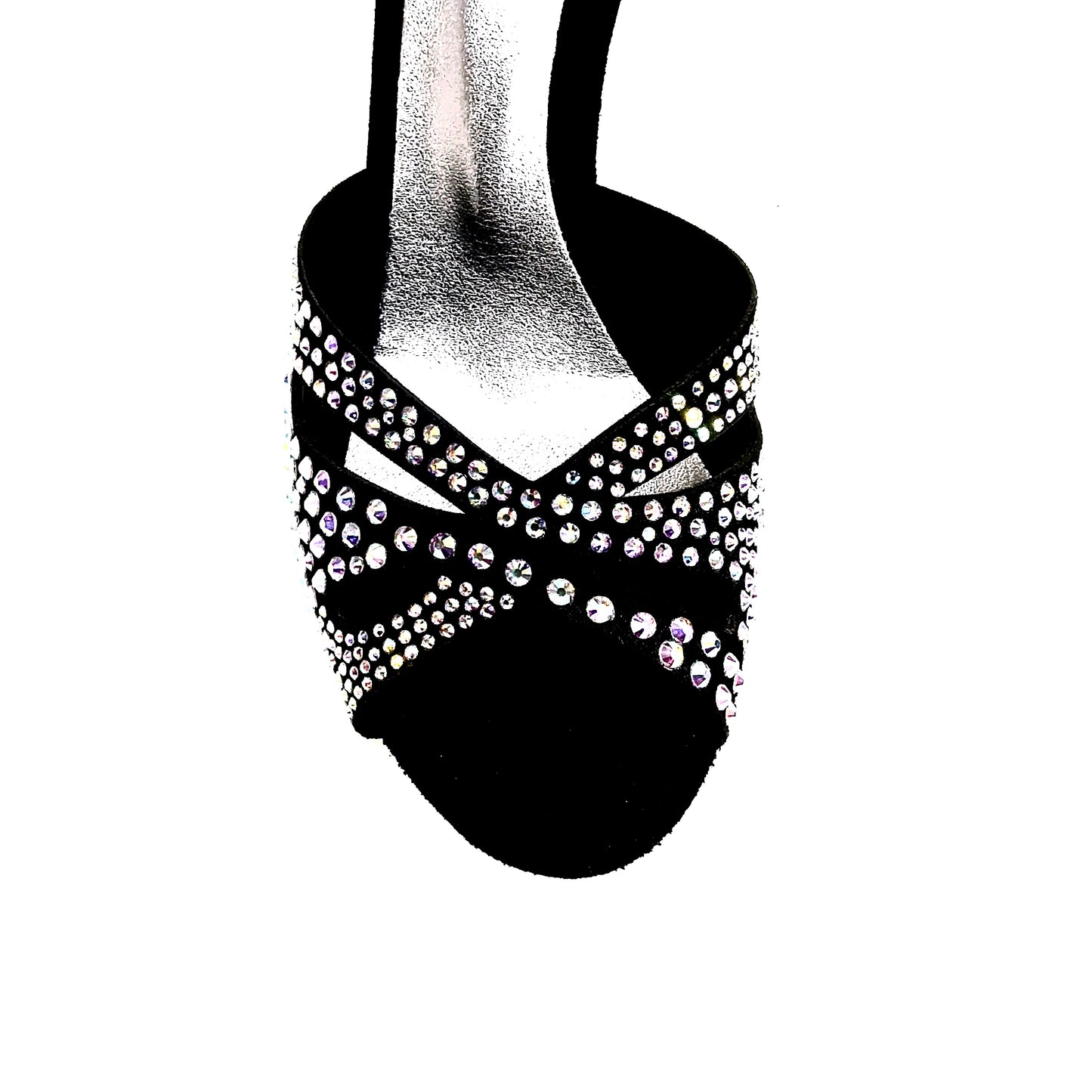 Scarpa da ballo donna Wish Dance Shop DELUXE MARIPOSA in raso seta nera con Swarovski, cinturino incrociato e tacco a rocchetto
