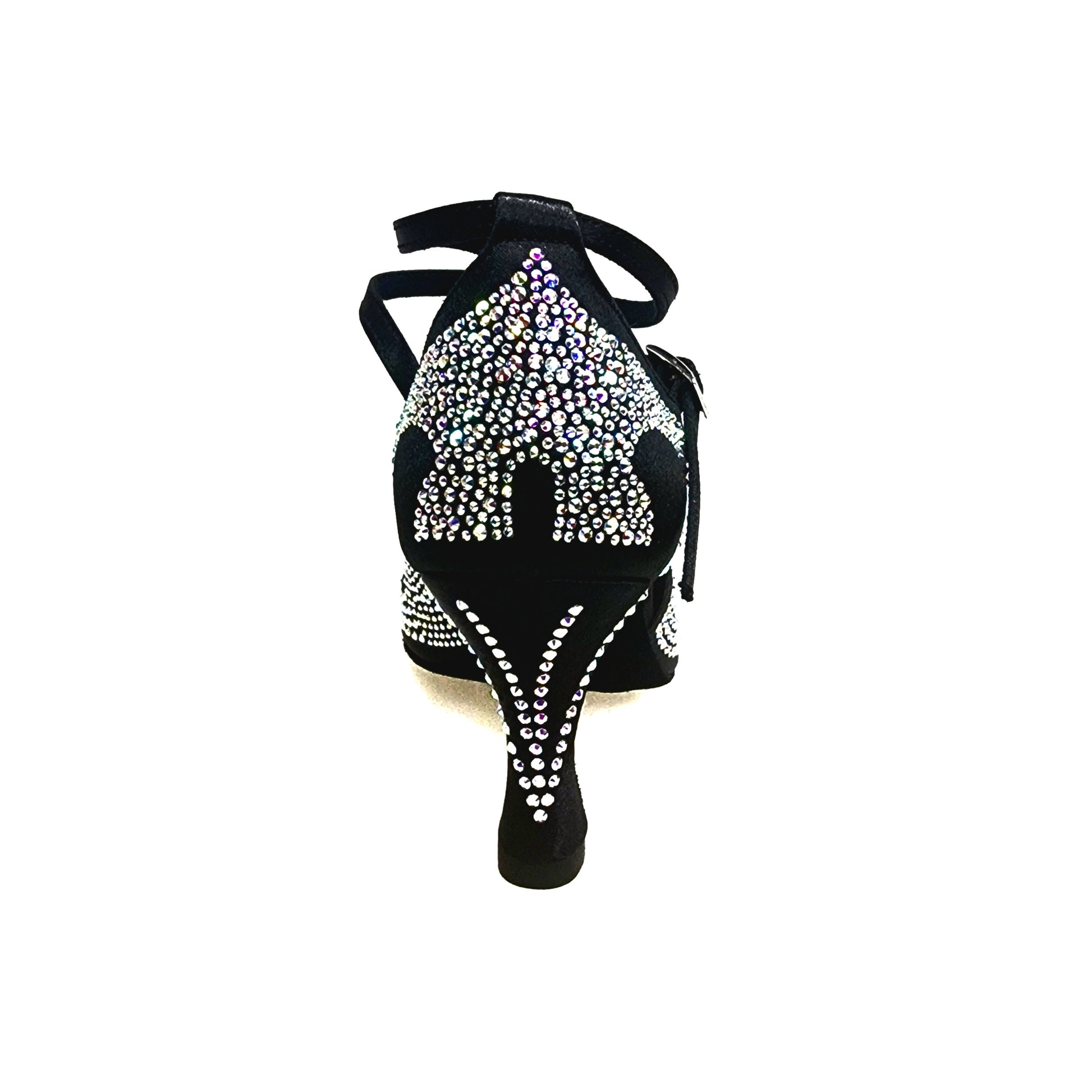Scarpa da ballo donna Wish Dance Shop Deluxe Mariposa in raso seta nera con Swarovski, cinturino incrociato e tacco a rocchetto