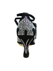 Carica immagine nella Galleria, DELUXE MARIPOSA (L102 QB) - Scarpa da Ballo Donna in Raso Seta Nera con Swarovski con Cinturino incrociato alla Caviglia e Tacco a Rocchetto
